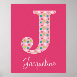 Lettre J Poster initial alphabet pour fille