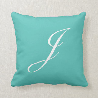 Lettre J Turquoise Monogramme Coussin