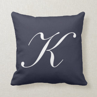 Lettre K Navy Coussin de monogramme bleu