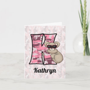 LETTRE KID's Pink Koala Monogram K Blank