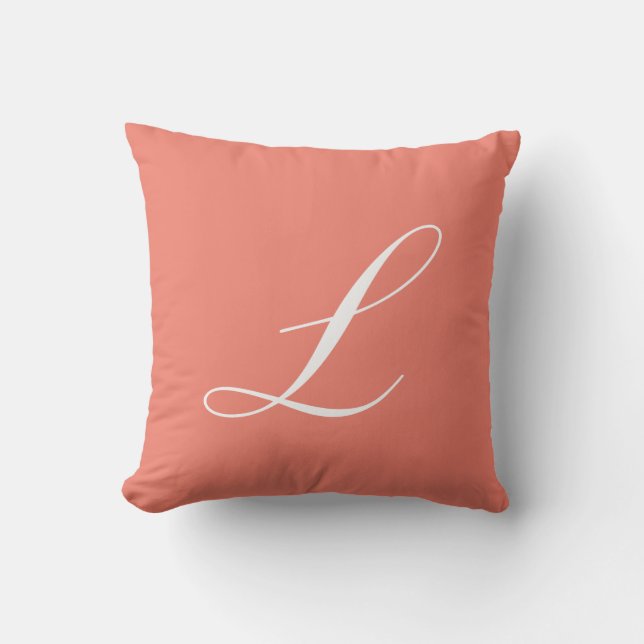 Lettre L Coral Monogramme Coussin (Recto)