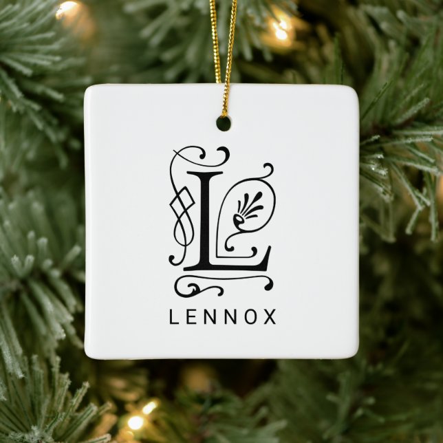 Lettre L Élégant Monogramme Ornement de Noël (Arbre)
