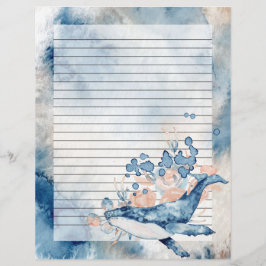 LETTRE LIGNE Bleue À BROUILLE Papier Écriture
