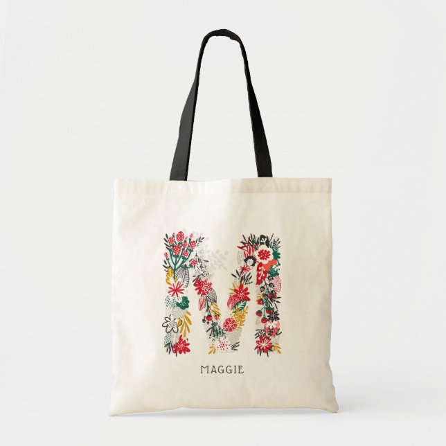 Lettre M | LETTRE FLEURIE Whimsique Sac Monogramme (Devant)