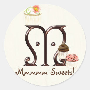 Lettre M Monogram Cupcake Logo Autocollants d'affa