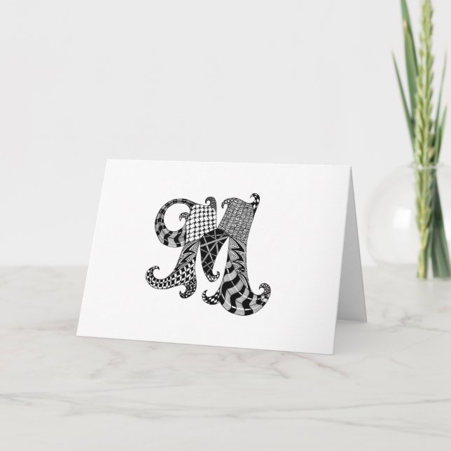 Lettre M Monogramme en noir et blanc (Devant)