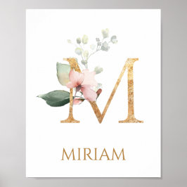 Lettre M Monogramme Peach rose Poster