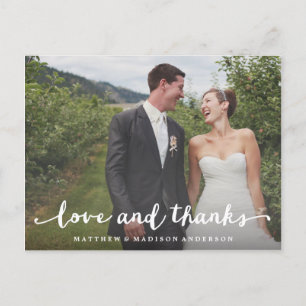 Lettre main   Carte postale mariage Merci