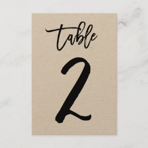 Lettre main chic Kraft Numéro de table Carte   Tab