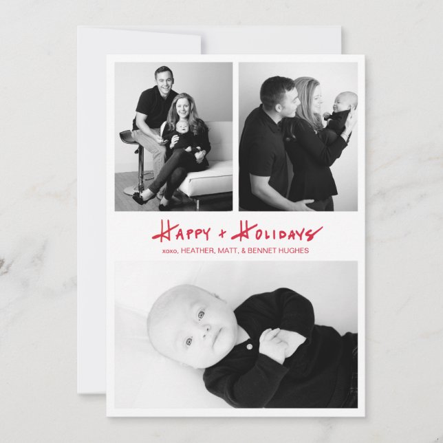 Lettre main Happy + Vacances Multi Carte photo (Devant)