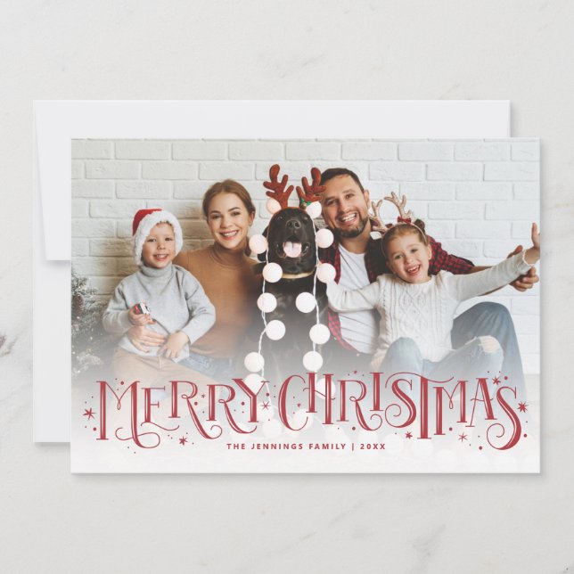 Lettre main Joyeux Noël Rouge Carte de vacances (Devant)