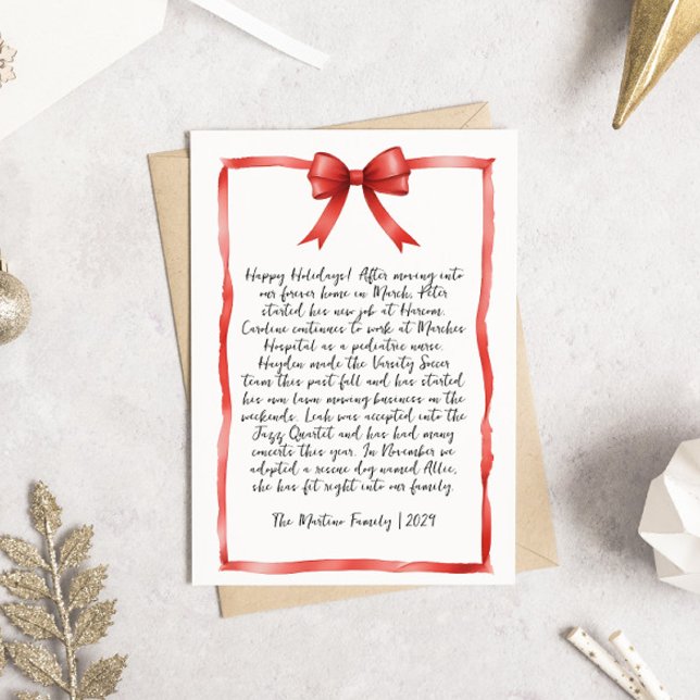 Lettre manuscrite Red Ribbon Christmas Carte photo (Créateur téléchargé)