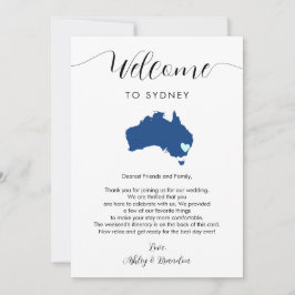 LETTRE Mariage D'ACCUEIL Australie Carte Itinérair