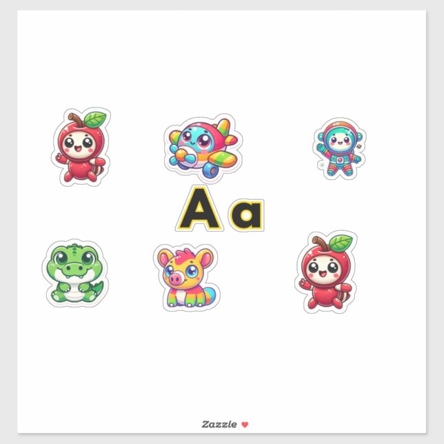 Lettre mignonne A Stickers À Thème - Amusants & Co (Feuille)