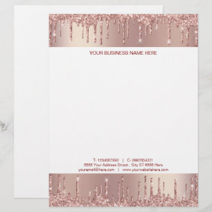 Lettre Modèle en-tête de Parties scintillant or Rose pers
