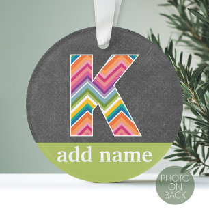 Lettre monogramme K - Chalboard et Chevrons lumine