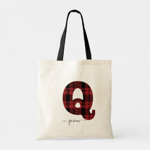 Lettre Monogramme rouge et noire plaid "Q" Sac fou