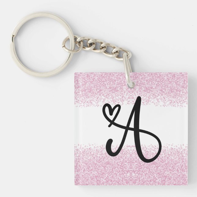 Lettre monographie A avec parties scintillant rose (Devant)