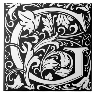 LETTRE MONOGRAPHIQUE ALPHABET Floral carreaux G
