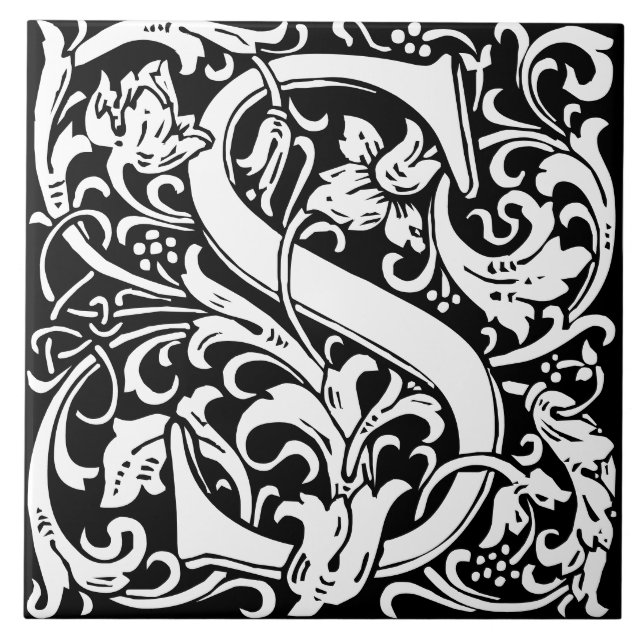 LETTRE MONOGRAPHIQUE Alphabet Floral Carreaux S (Devant)