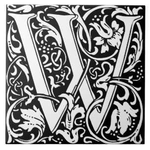 LETTRE MONOGRAPHIQUE ALPHABET Floral carreaux W