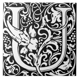 LETTRE MONOGRAPHIQUE Alphabet Floral U Carreau