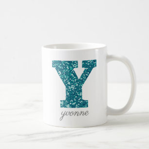 LETTRE MONOGRAPHIQUE Bleue Y Glitterasse Mug
