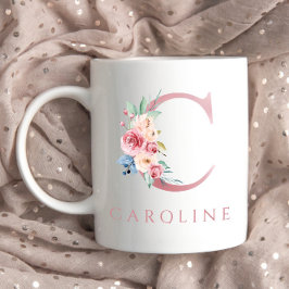 LETTRE MONOGRAPHIQUE C Aquarelle Florale Café Mug