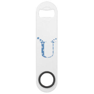 LETTRE Motif Fleur U(bleu)