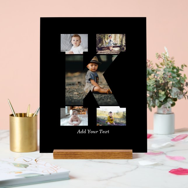 Lettre noire et blanche K - Collage photo (Mariage)