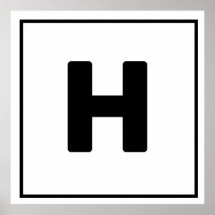 Lettre noire H Poster