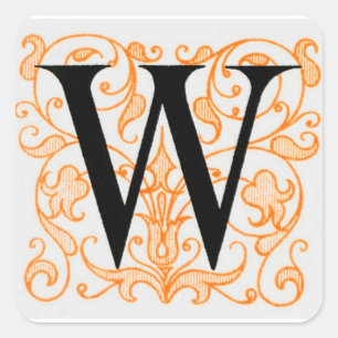 Lettre noire "W" sur l'or - autocollant
