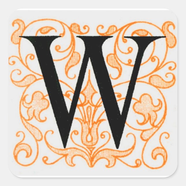 Lettre noire 'W' sur or - Sticker (Devant)