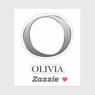 Lettre O Argent Deux Tons Gris et Sticker de nom