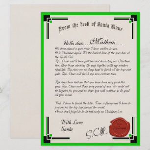 Lettre officielle de la carte de vacances du Père