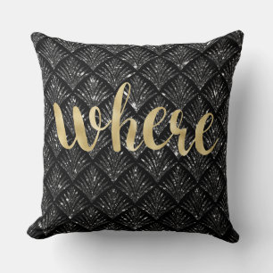 Lettre or Diamant noir Coussin ..
