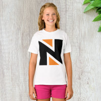 Lettre Orange Et Noire N T-shirt Filles