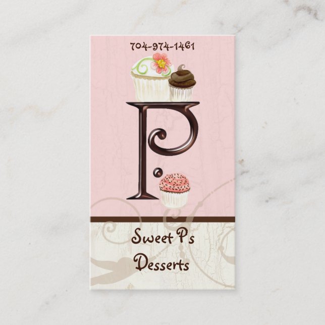 Lettre P Monogramme Dessert Boulangerie Cartes de  (Devant)