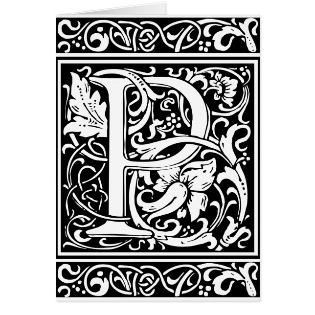 Lettre P Monogramme médiéval Art Nouveau (Devant)