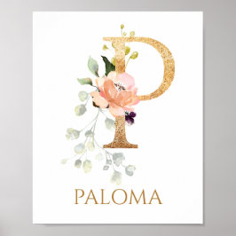 Lettre P Monogramme Peach rose Poster
