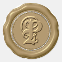 *~* Lettre P Stickers Cercle Diamant Or cire Sceau