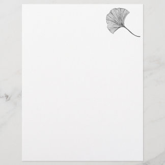 Lettre Papier à en-tête art linéaire feuille de Ginkgo