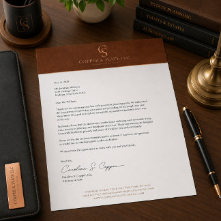 Lettre Papier à en-tête de luxe en cuivre et ardoise pour