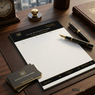 Lettre Papier à en-tête exécutif Noir Or Entreprise de