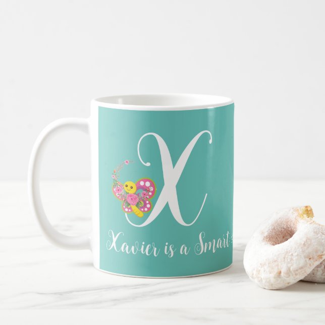 Lettre papillon X Mug florale (Avec donut)