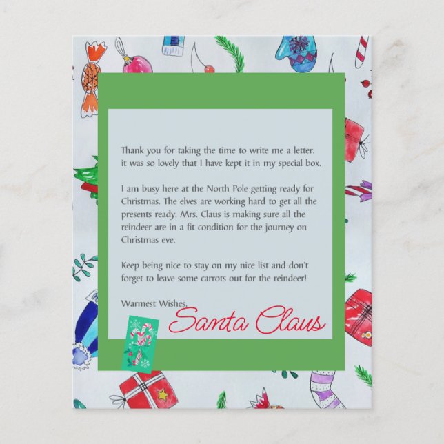 Lettre Père Noël Personnaliser feuille papier (Devant)