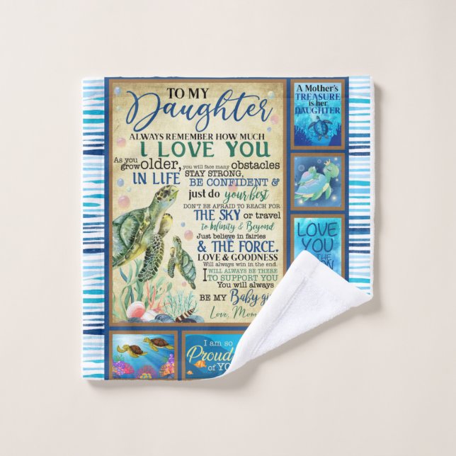 Lettre personnalisée à ma fille amour de maman (Gant de toilette)
