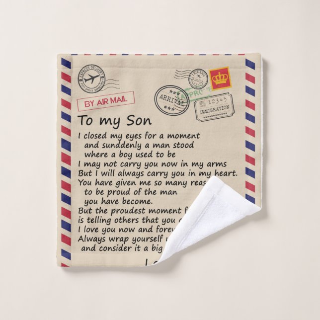 Lettre personnalisée à mon fils de maman (Gant de toilette)