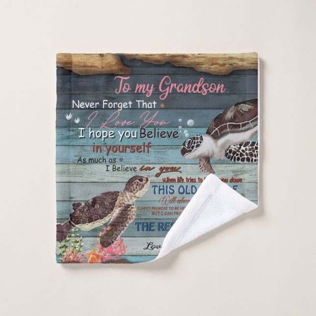 Lettre personnalisée à mon petit-fils de grand-pèr (Gant de toilette)
