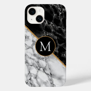 Lettre personnalisée coque iphone en marbre noir b